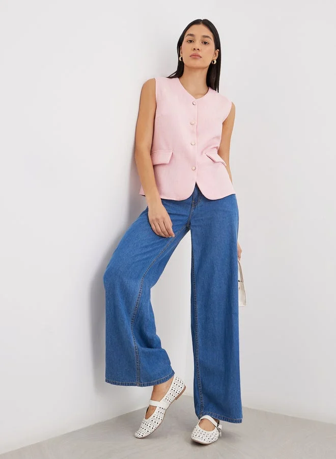 Styli  Button Down Sleeveless Waistcoat for Women | Best Price UAE