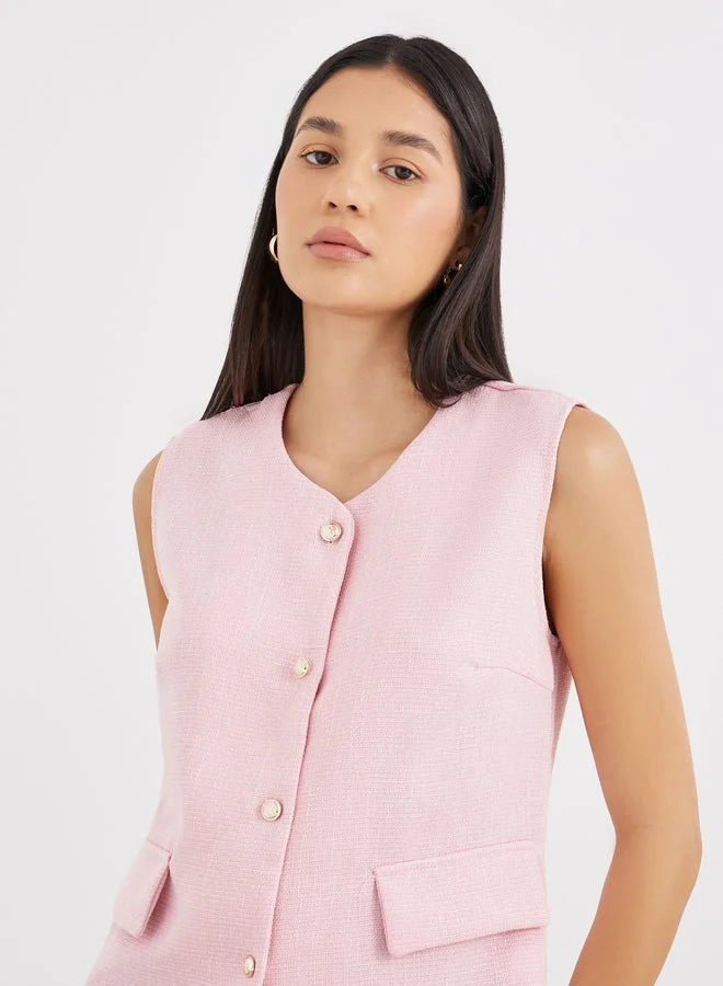 Button Down Sleeveless Waistcoat