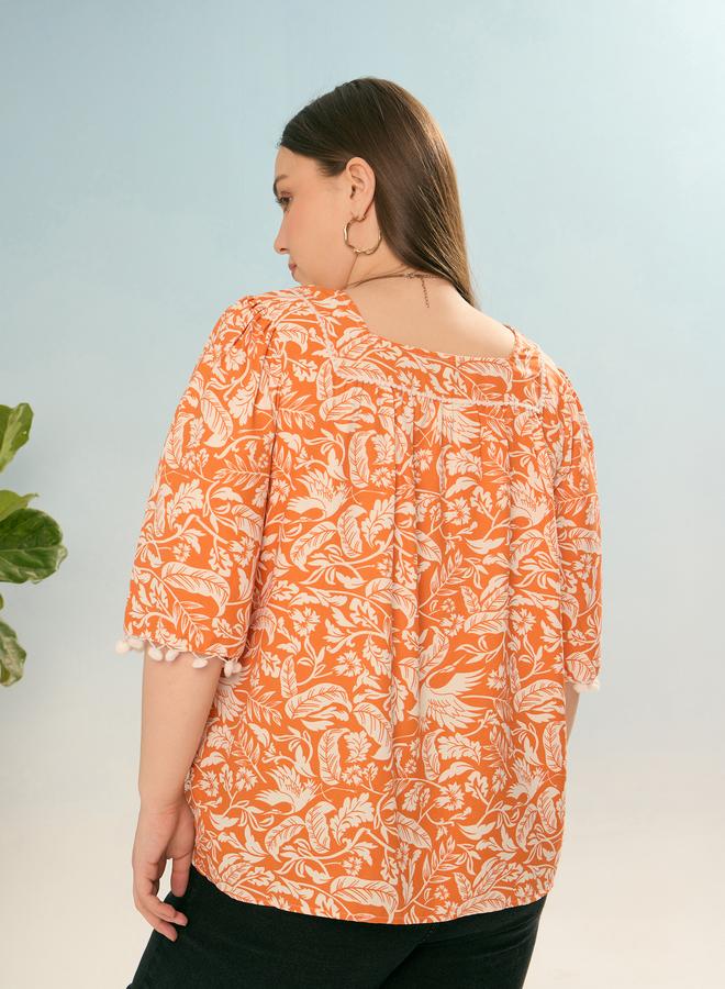 ساسافراس بلوزة بمقاس كبير مطبعة بطبعة زهور - Image 5