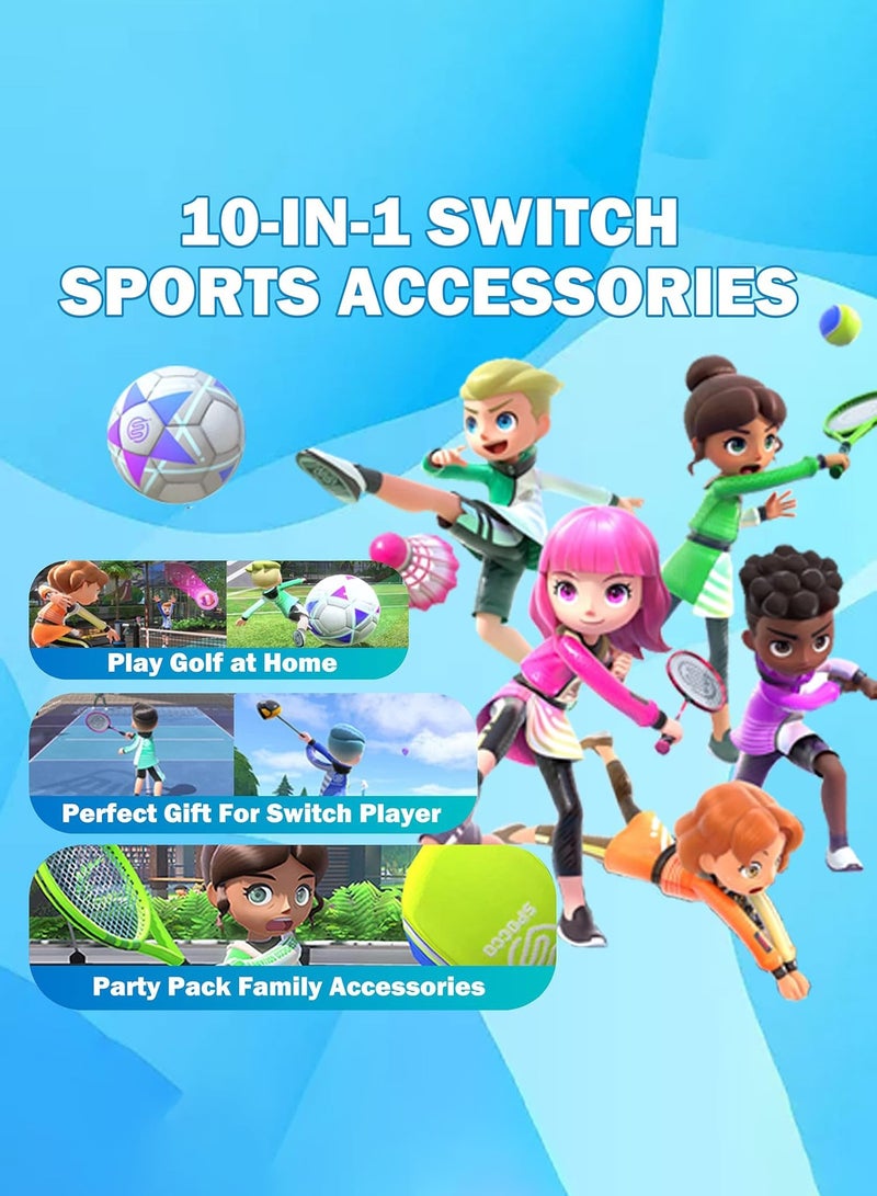 10 in 1 Switch Sports Accessories for Nintendo Switch Games , Family Party Pack Game Accessories Set Kit for Kids Switch OLED Sports Games  - Image 2