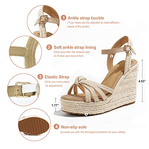 mikarka Sandals for Women 2025: Comfortable Wedge Platform Sandals Women - Braided Espadrilles for Women Ankle Strap Open Toe Wedges Heels Beach Sandals Summer Shoes - Image 4
