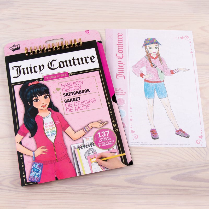 Make It Real Juicy Couture: Fashion Design Sketchbook, Includes 137 Stickers & Stencils, Draw Sketch & Create, Fashion Coloring Book, Tweens & Girls, Kids Ages 6+ - Image 4