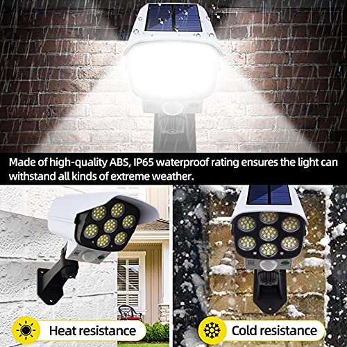 EVERSECU Outdoor Motion Sensor Solar Lights 2000 Lumens 77 LEDs Spotlight With Remote Controller FloodLights Outdoor IP66 Waterproof, Wireless Dummy Decoy Fake Security Camera for Porch Garden Patio Driveway - Image 2