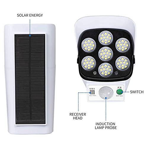 EVERSECU Outdoor Motion Sensor Solar Lights 2000 Lumens 77 LEDs Spotlight With Remote Controller FloodLights Outdoor IP66 Waterproof, Wireless Dummy Decoy Fake Security Camera for Porch Garden Patio Driveway - Image 4