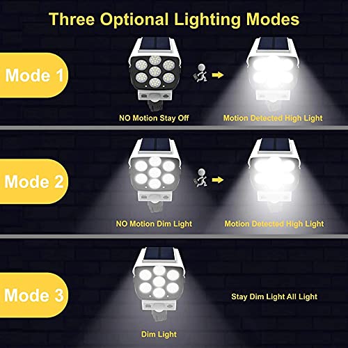 EVERSECU Outdoor Motion Sensor Solar Lights 2000 Lumens 77 LEDs Spotlight With Remote Controller FloodLights Outdoor IP66 Waterproof, Wireless Dummy Decoy Fake Security Camera for Porch Garden Patio Driveway - Image 3