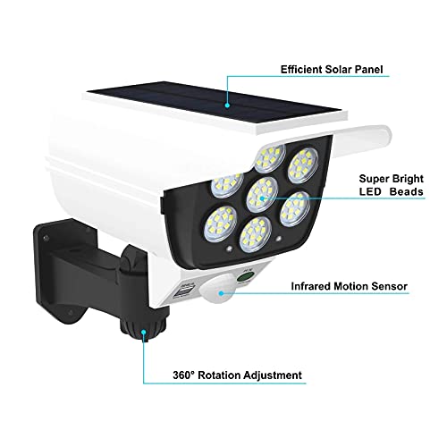 EVERSECU Outdoor Motion Sensor Solar Lights 2000 Lumens 77 LEDs Spotlight With Remote Controller FloodLights Outdoor IP66 Waterproof, Wireless Dummy Decoy Fake Security Camera for Porch Garden Patio Driveway - Image 5