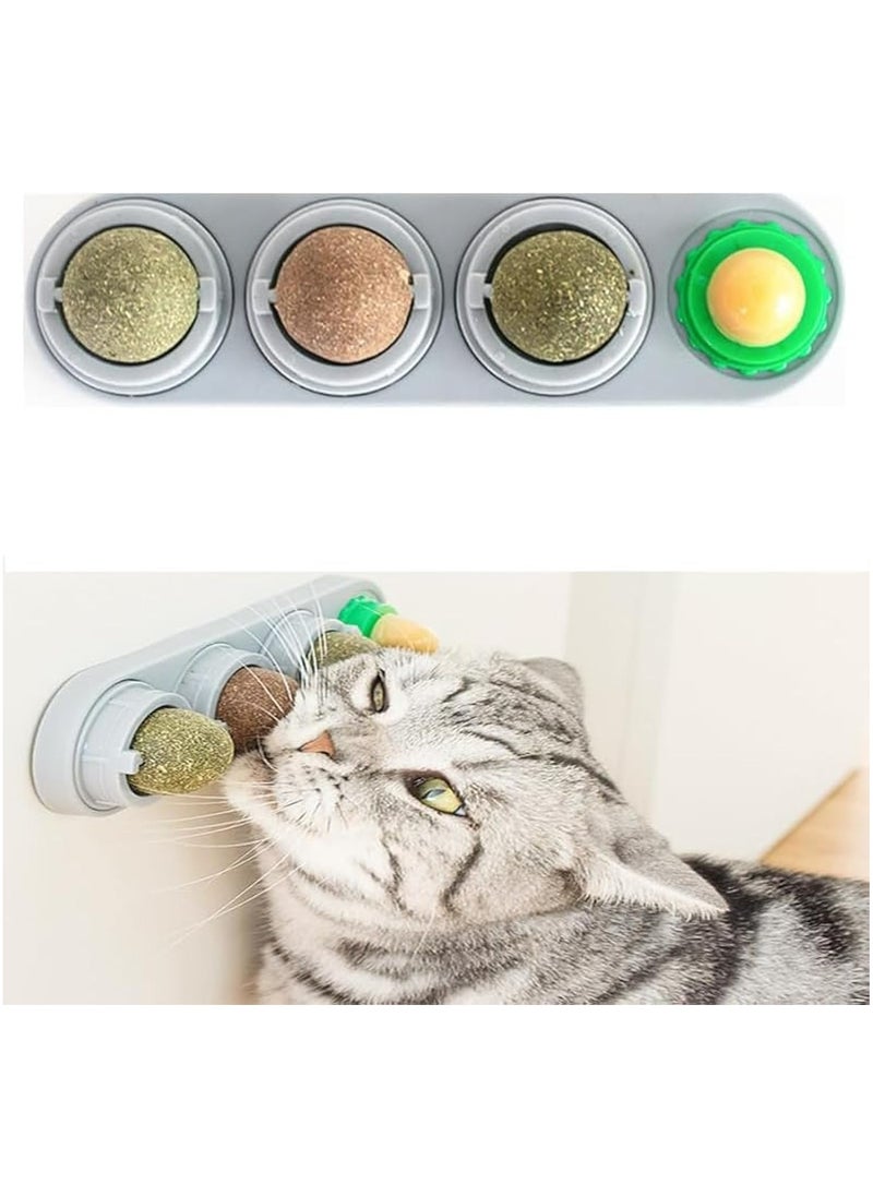 CMGTYYD - CMGTYYD 4-Pack Catnip Balls Cat Toy, Edible Catnip Toy Balls, 4 Flavors, Spinable Interactive Cat Treats, Oral Cleansing for Cats - Image 1