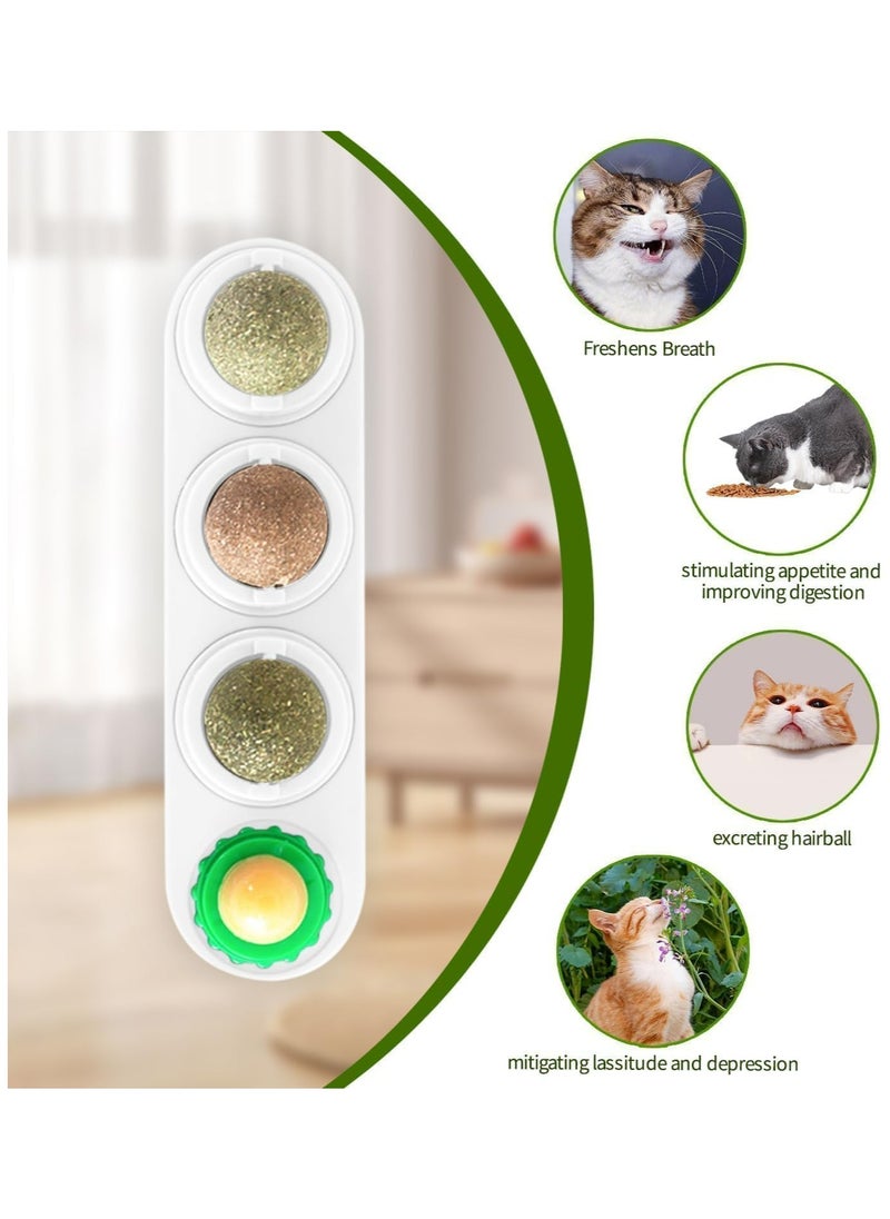 CMGTYYD - CMGTYYD 4-Pack Catnip Balls Cat Toy, Edible Catnip Toy Balls, 4 Flavors, Spinable Interactive Cat Treats, Oral Cleansing for Cats - Image 1