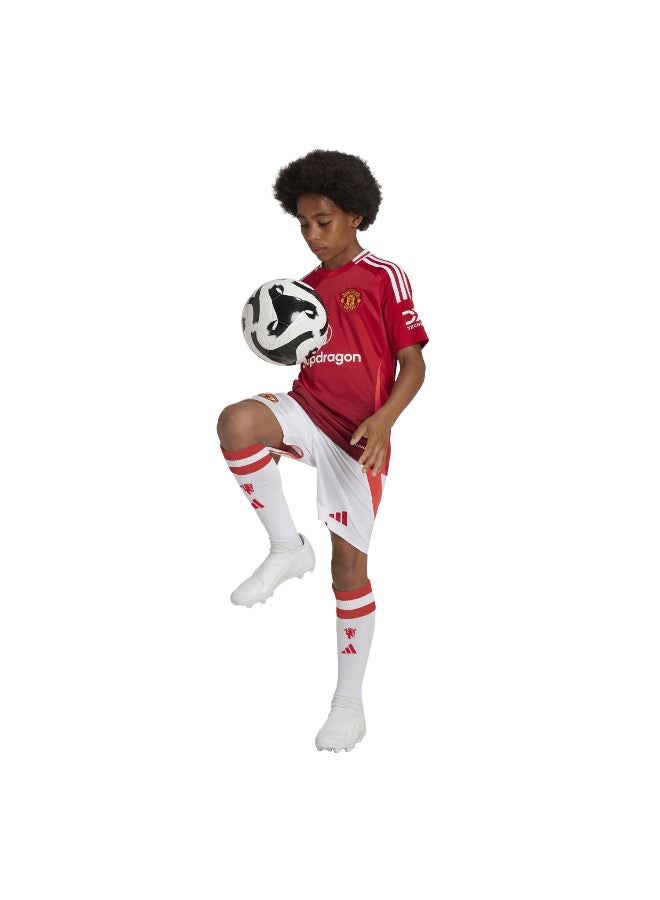 Adidas Mufc H Sho Y White Football Shorts For Boys 128  - Image 5