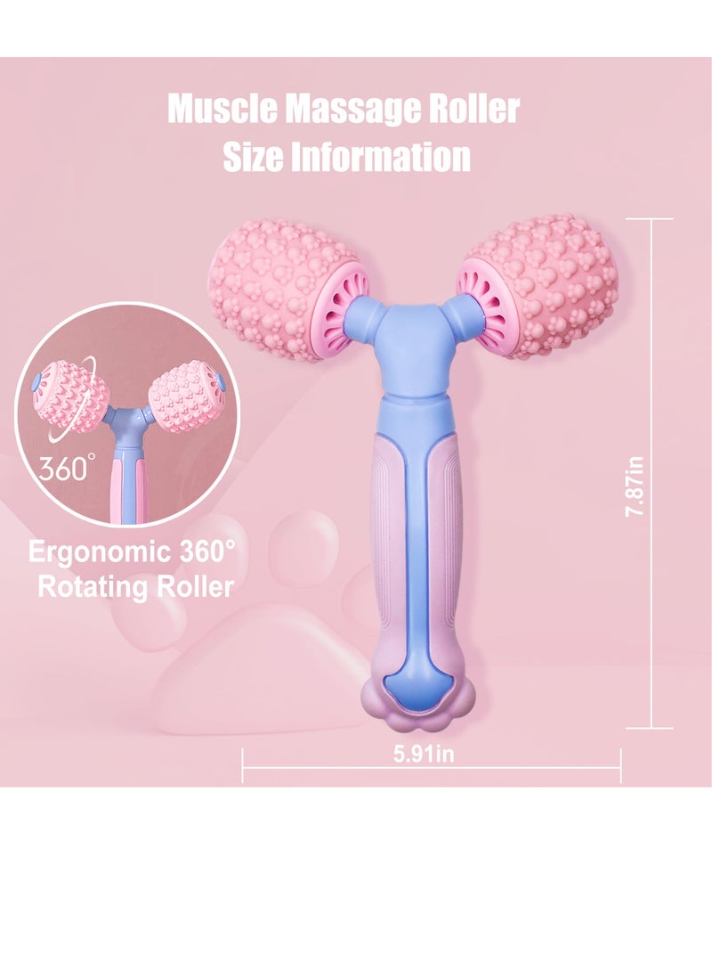 Excefore Muscle Massage Roller for Relaxing Muscle Relief, Designed for Yoga and Pilates, Alleviates Muscle Soreness, Silicone Massage Stick Leg Muscle Relaxer, Body Shaping Tool (Pink) - Image 2