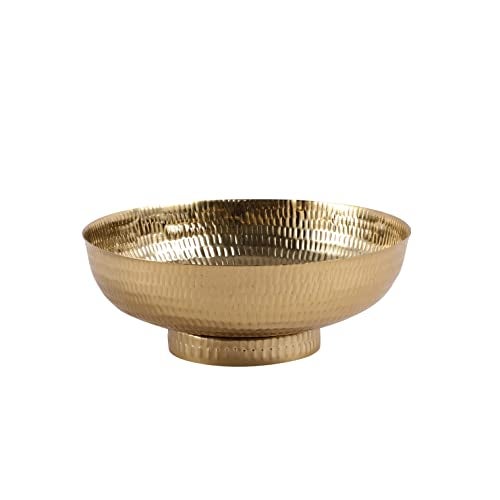 Heyearth Modern Decorative Urli Bowl for Home Décor,Fruit Bowls for Table Centerpiece,Storage Bowls Holder for Kitchen Counter,Home Decor, Table Centerpiece - 10 Inches - Gold - Image 4