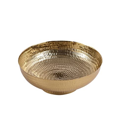 Heyearth Modern Decorative Urli Bowl for Home Décor,Fruit Bowls for Table Centerpiece,Storage Bowls Holder for Kitchen Counter,Home Decor, Table Centerpiece - 10 Inches - Gold - Image 3