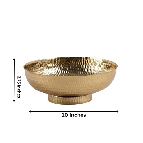Heyearth Modern Decorative Urli Bowl for Home Décor,Fruit Bowls for Table Centerpiece,Storage Bowls Holder for Kitchen Counter,Home Decor, Table Centerpiece - 10 Inches - Gold - Image 5