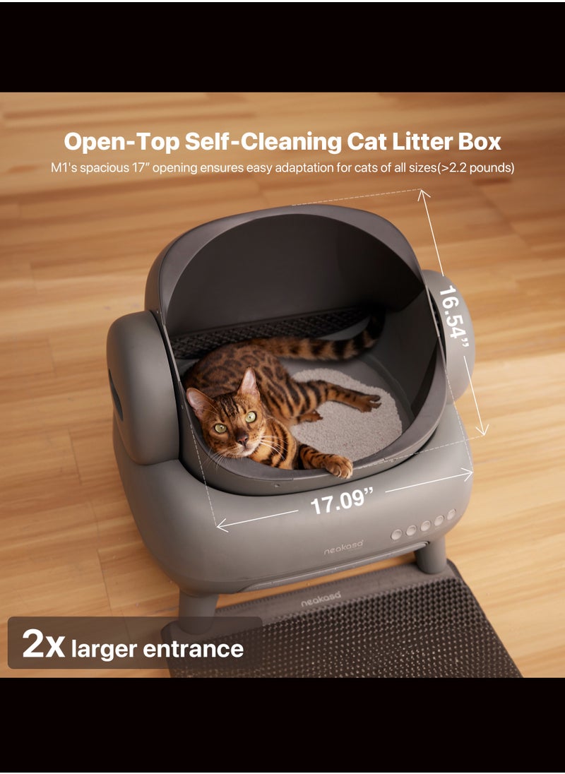 Neakasa - Neakasa⁺ M1 Open-Top Self-Cleaning Smart Cat Litter Box, Automatic Cat Litter Box With APP Control, Odor-Free Waste Disposal Bags (2 Rolls) & Litter Mat Included. [Full Pack Set + 12 Months International Warranty]. - Image 1