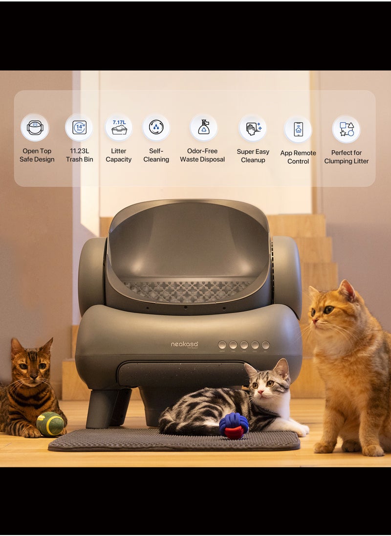 Neakasa - Neakasa⁺ M1 Open-Top Self-Cleaning Smart Cat Litter Box, Automatic Cat Litter Box With APP Control, Odor-Free Waste Disposal Bags (2 Rolls) & Litter Mat Included. [Full Pack Set + 12 Months International Warranty]. - Image 1