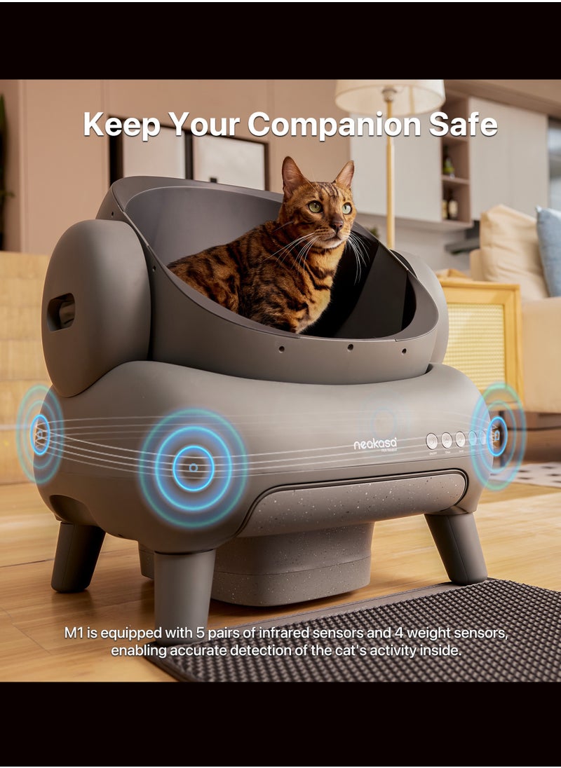 Neakasa - Neakasa⁺ M1 Open-Top Self-Cleaning Smart Cat Litter Box, Automatic Cat Litter Box With APP Control, Odor-Free Waste Disposal Bags (2 Rolls) & Litter Mat Included. [Full Pack Set + 12 Months International Warranty]. - Image 1