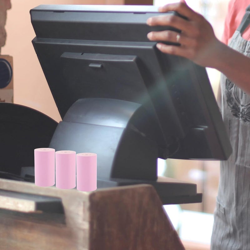 4 Rolls Thermal Paper Roll for Cash Register 5.7 X 3 Inches Pink Thermal Printing Receipt Paper for Hospital Bank Queue Machines - Image 3
