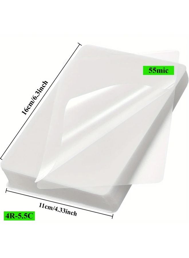 100 Sheets 4R 110x160mm Transparent Laminating Bags PVC Waterproof Dry Erase - Image 1