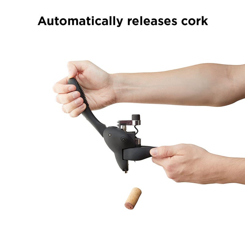 Rabbit W6004N Original Lever Corkscrew Wine Opener with Foil Cutter and Extra Spiral, Black Finish, Smooth Lever Action for Effortless Cork Removal - Image 4