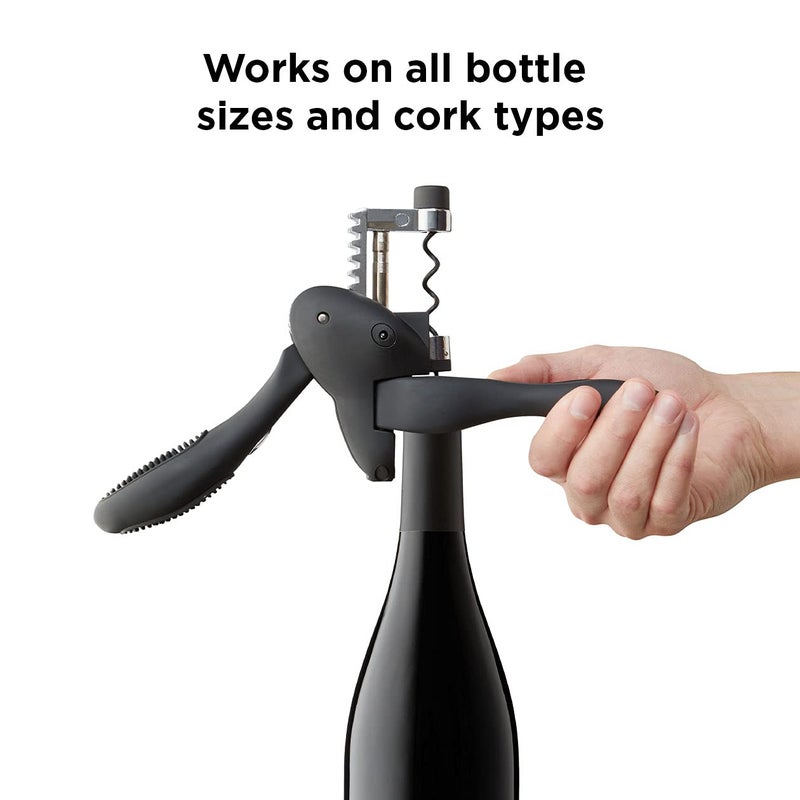 Rabbit W6004N Original Lever Corkscrew Wine Opener with Foil Cutter and Extra Spiral, Black Finish, Smooth Lever Action for Effortless Cork Removal - Image 3