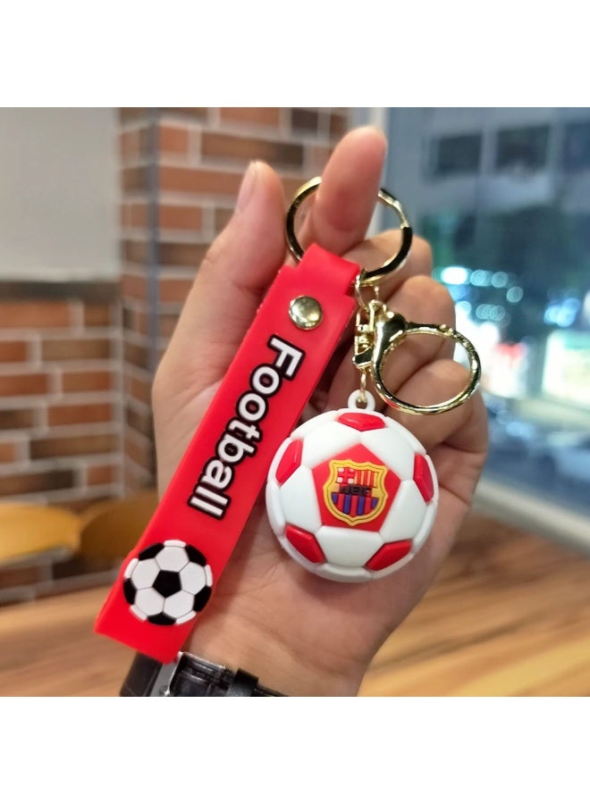 Premium Football White and Red - Bag Charm with Wrist Strap Keychain - Image 1