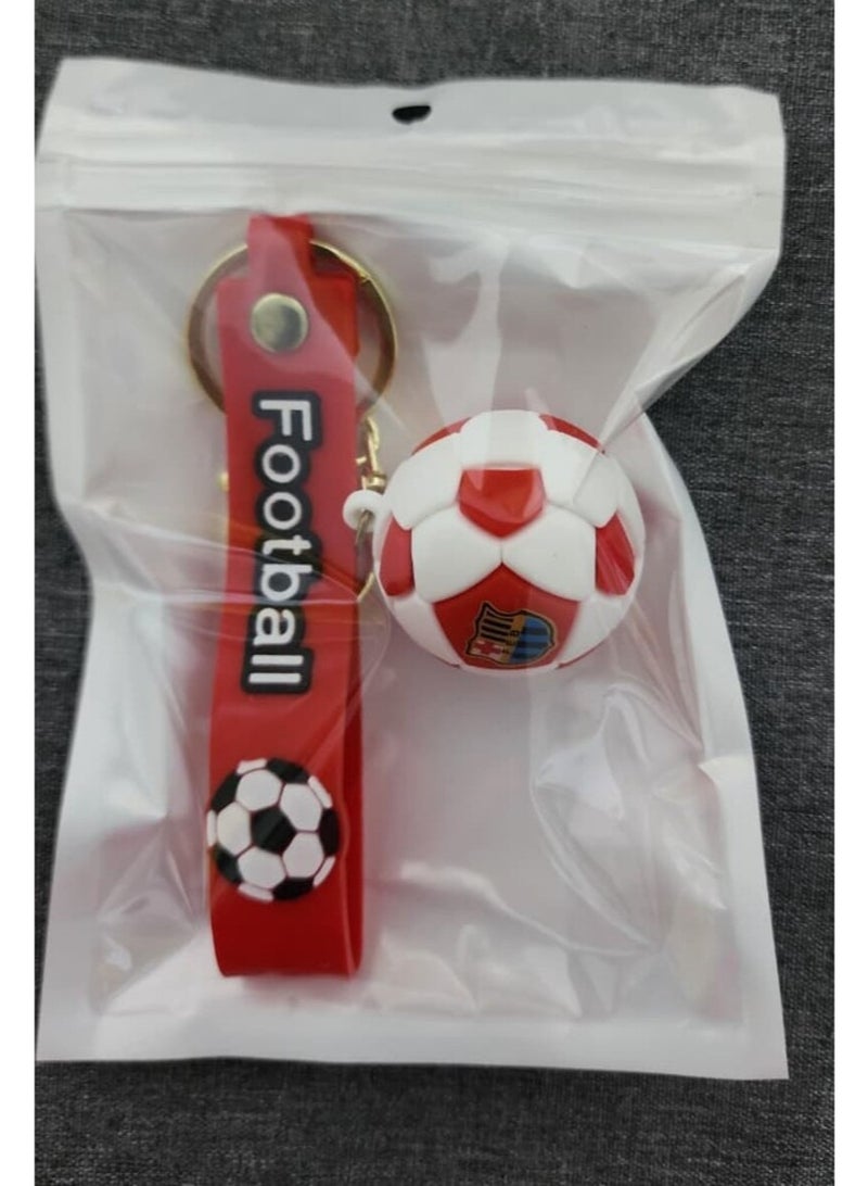 Premium Football White and Red - Bag Charm with Wrist Strap Keychain - Image 2