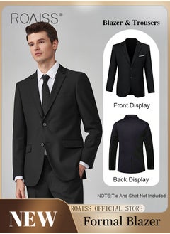 roaiss Lightweight Casual Blazers for Men Two Button Slim Fit Formal Top Mens Stylish Regular Suit Jacket Working Clothes or Groomsmen Uniform  - Image 1