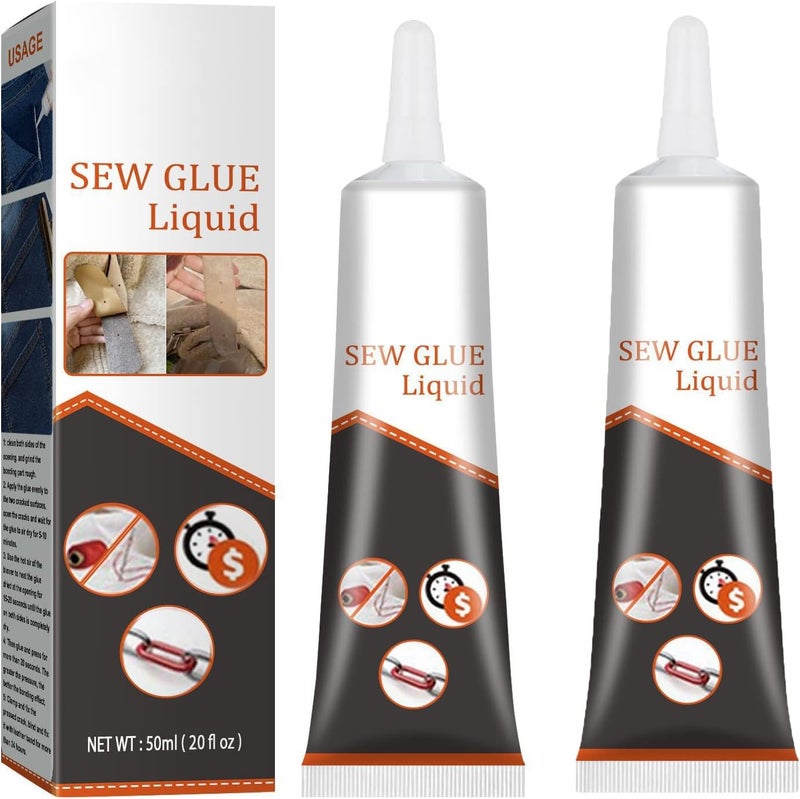 woobles Cloth Repair Sew Glue, 2022 New Instant Sew Glue Bonding Liquid, Fabric Glue Permanent Clear Washable, Quick Dry Glue for Clothes and Fabric (2Pcs) 2pcs - Image 1