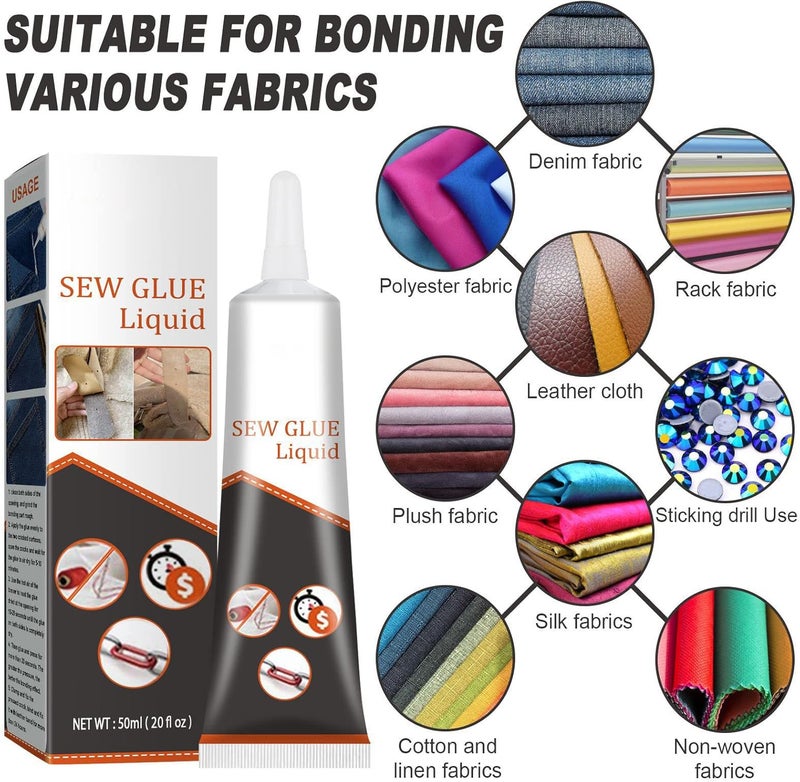 woobles Cloth Repair Sew Glue, 2022 New Instant Sew Glue Bonding Liquid, Fabric Glue Permanent Clear Washable, Quick Dry Glue for Clothes and Fabric (2Pcs) 2pcs - Image 2
