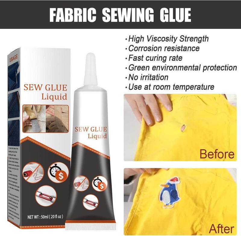 woobles Cloth Repair Sew Glue, 2022 New Instant Sew Glue Bonding Liquid, Fabric Glue Permanent Clear Washable, Quick Dry Glue for Clothes and Fabric (2Pcs) 2pcs - Image 5