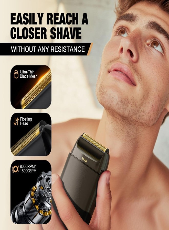 SUPRENT PRO Mens Foil Shaver Professional, Portable Men’s Facial Hair Groomer Magnetic Blade，Electric Razors for Men(Black) - Image 2