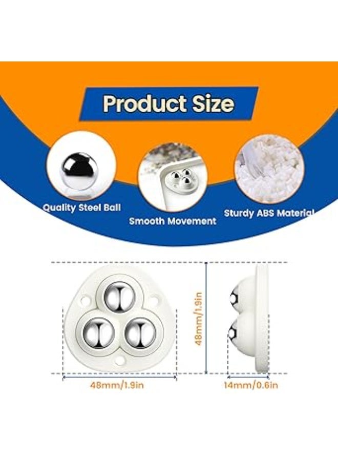 Self-Adhesive Mini Caster Wheels (8 PCS) – 360° Swivel Ball Transfer Appliance Rollers with 3 Steel Bearings for Storage Boxes, Trash Cans & Kitchen Appliances (White) - Image 5