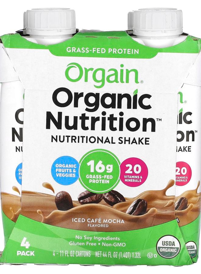 Organic Nutrition Nutritional Shake Iced Cafe Mocha 4 Pack 11 fl oz (330 ml) Each