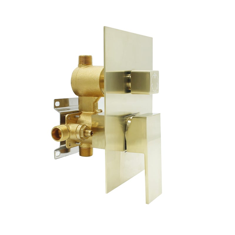 Brushed Gold 3 Way Shower Valve Concealed Brass 3 Outlet Function Shower Diverter Valve Flow Control Mixer Mixing RoughIn Shower Valve Kit
