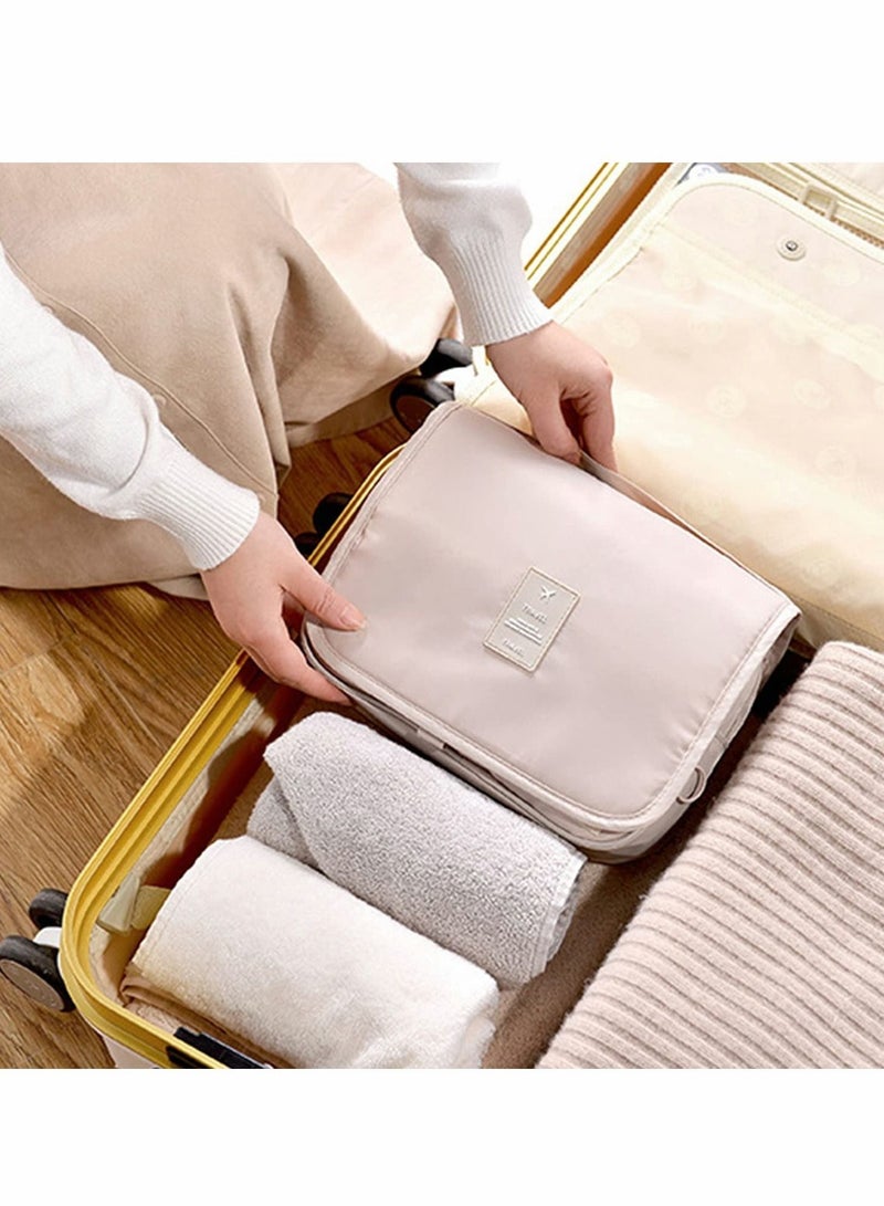 Hanging Toiletry Bag - Large Cosmetic Makeup Travel Organizer for Men & Women with Sturdy Hook, Makeup Case for Travel Accessories, Bathroom Shower (White)  - Image 3