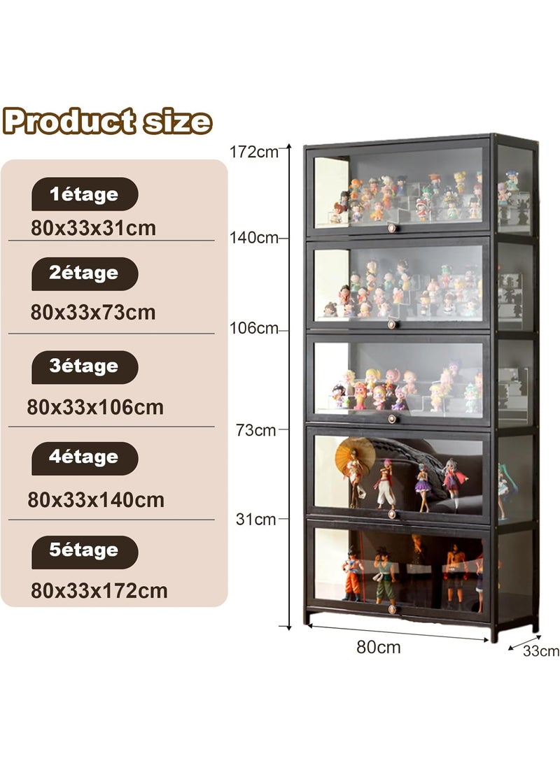 NANAO خزائن عرض بأبواب زجاجية، خزائن عرض زجاجية متعددة الوظائف مضادة للغبار، تصميم باب مفصلي، محكمة الإغلاق ومضادة للغبار، للمكاتب - Image 3