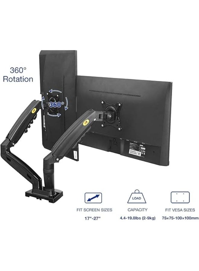 NB North Bayou Dual Monitor Desk Mount, Full Motion Swivel Computer Monitor Arm for Two 17-27 Inch Monitors with Load Capacity 4.4~19.8 lbs Each Monitor F160 - Image 4