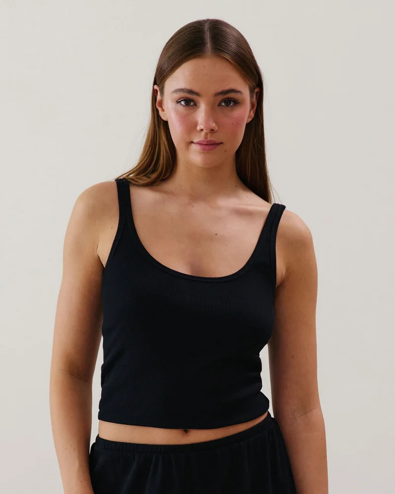 UNDIZ Ribbed jersey tank top - black