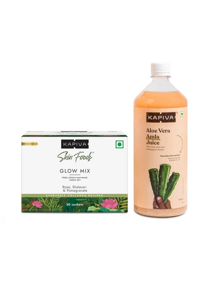Kapiva Kapiva Skin Foods Glow Mix 108 gms & Aloe Amla Juice 1L | For Healthy & Glowing Skin| 100% Ayurvedic  - Image 1