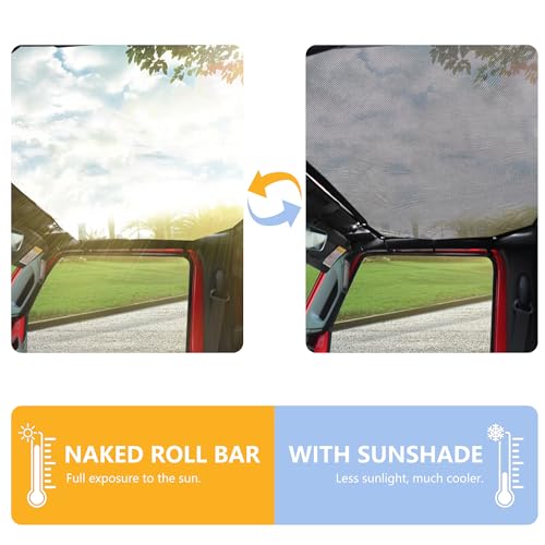 RERPRO Sunshade Compatible with 2024 2025 Jeep Wrangler JL 2/4 Door 4XE Hard Top Accessories Front Sun Shade Soft Mesh Top Bimini Roof Bikini Cover, Keep Airbag Function, Front Door Black - Image 3