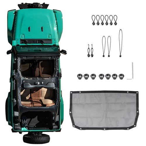 RERPRO Sunshade Compatible with 2024 2025 Jeep Wrangler JL 2/4 Door 4XE Hard Top Accessories Front Sun Shade Soft Mesh Top Bimini Roof Bikini Cover, Keep Airbag Function, Front Door Black - Image 1