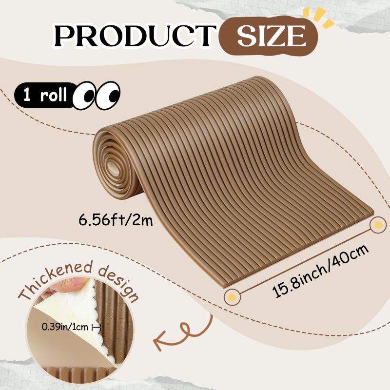 Fiwochic 15.8 x 78.7 Inch Anti Collision Wall Padding for Kids Padded Wall Panels 3D DIY Headboard for Autism Playroom Nursery Bedroom Living Room Corner Guards(1 Roll, Brown) - Image 2