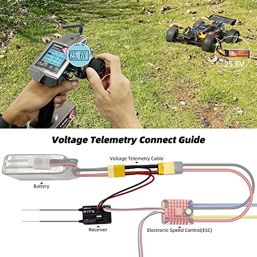 Radiolink RC6GS V3 7 Channels RC Transmitter and Waterproof Gyro Receiver R7FG, 30 Models Storage 2.4Ghz Voltage Telemetry Surface Remote Radio Controller for RC Crawler, Drifting, Car and Boat - Image 3