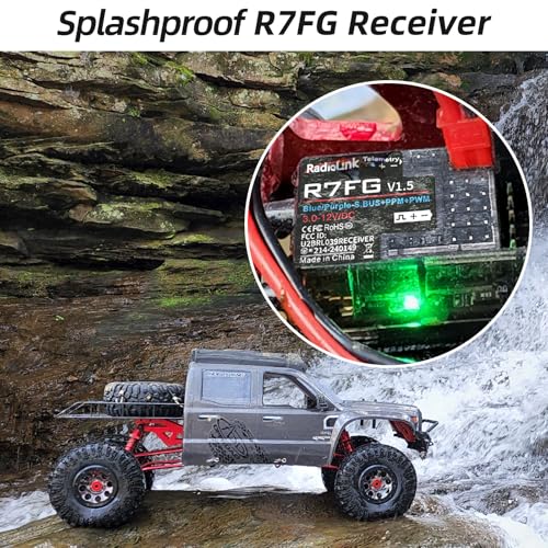 Radiolink RC6GS V3 7 Channels RC Transmitter and Waterproof Gyro Receiver R7FG, 30 Models Storage 2.4Ghz Voltage Telemetry Surface Remote Radio Controller for RC Crawler, Drifting, Car and Boat - Image 5