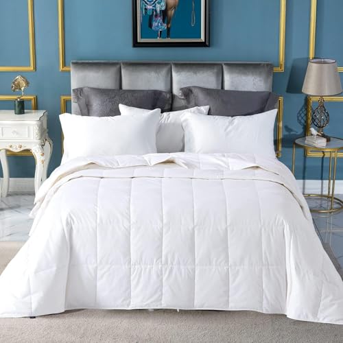 Globon Summer Down Comforter King Size, Extra Lightweight Blanket/Duvet Insert for Hot Sleepers, Noiseless & Extra Soft,106x90 inches,White - Image 1