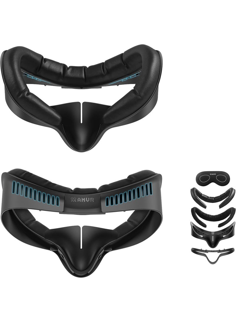 AMVR Facial Interface Face Pad Cover Compatible with Meta/Oculus Quest 3S Accessories, Comfort PU and Ice Silk Cotton Cushion - Image 1