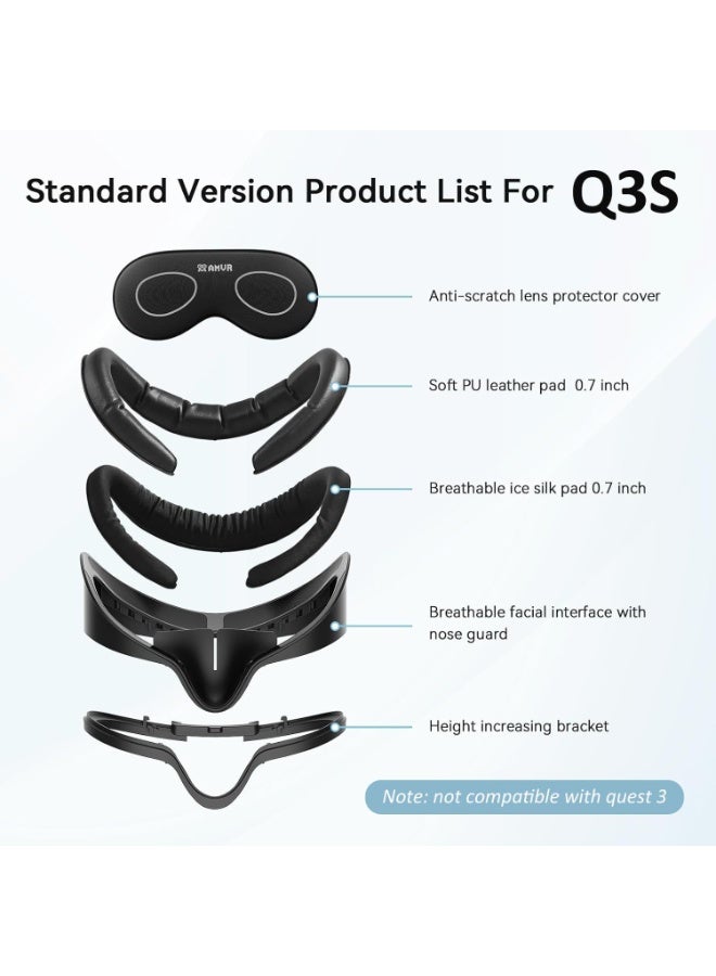 AMVR Facial Interface Face Pad Cover Compatible with Meta/Oculus Quest 3S Accessories, Comfort PU and Ice Silk Cotton Cushion - Image 3