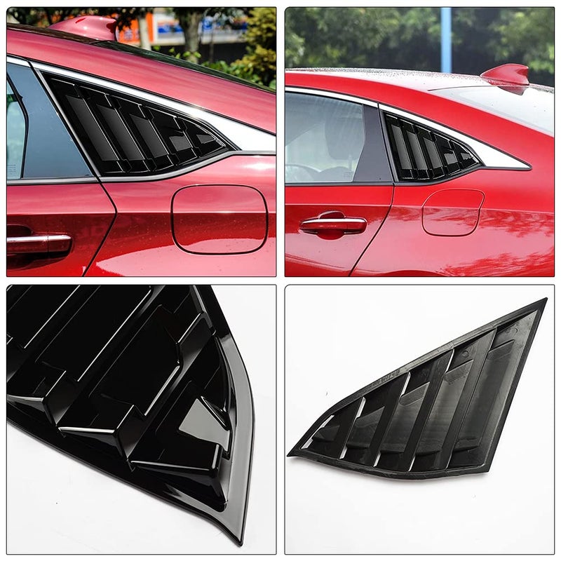 Generic DLOVEG Rear Side Window Louvers Compatible for Honda Accord 2022 2021 2020 2019 2018 Accesories Sport Style Air Vent Cover (Bright Black)  - Image 2