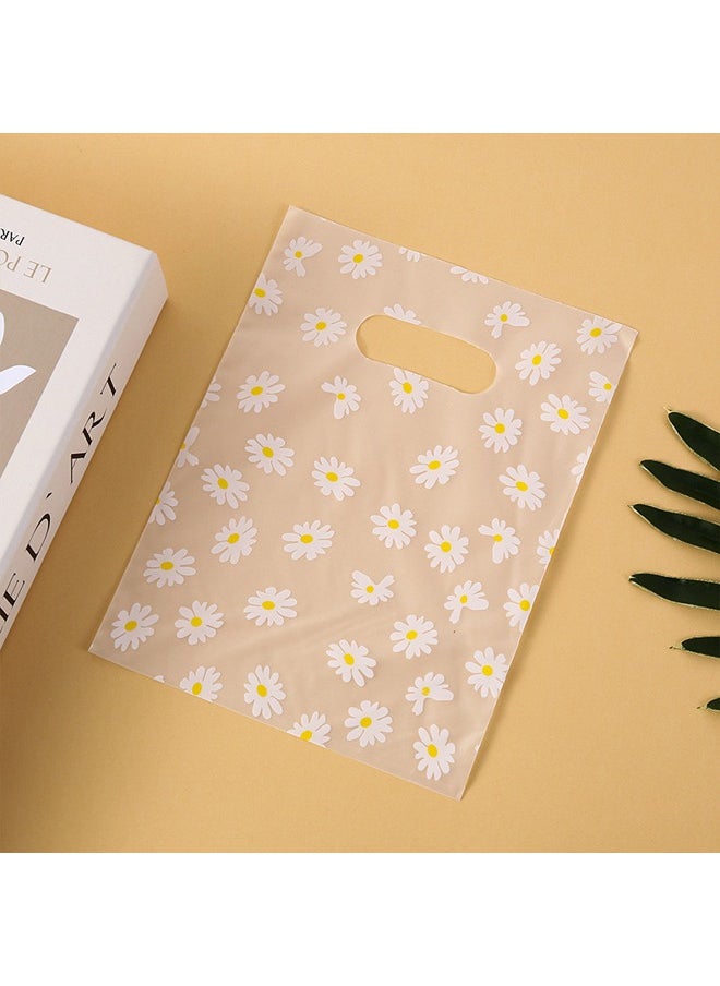 Zeemey 100pcs Daisy Pattern Reusable Gift Bags with Plastic Handles - Transparent Cookie & Candy Bags, Ideal for Mother's Day, Birthdays, Weddings, Holidays & Retail - Charming Floral Design Favor Bags, Small Gift Bags  - Image 5