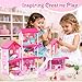Toylink Pink Doll House for Girls 3Story Villa Playset with Light 3 Dolls Pool Slide Dollhouse Furniture and Accessories Pretend Play Toddler Toys Birthday Gifts for Kids 3 4 5 6 7 8 - Image 4